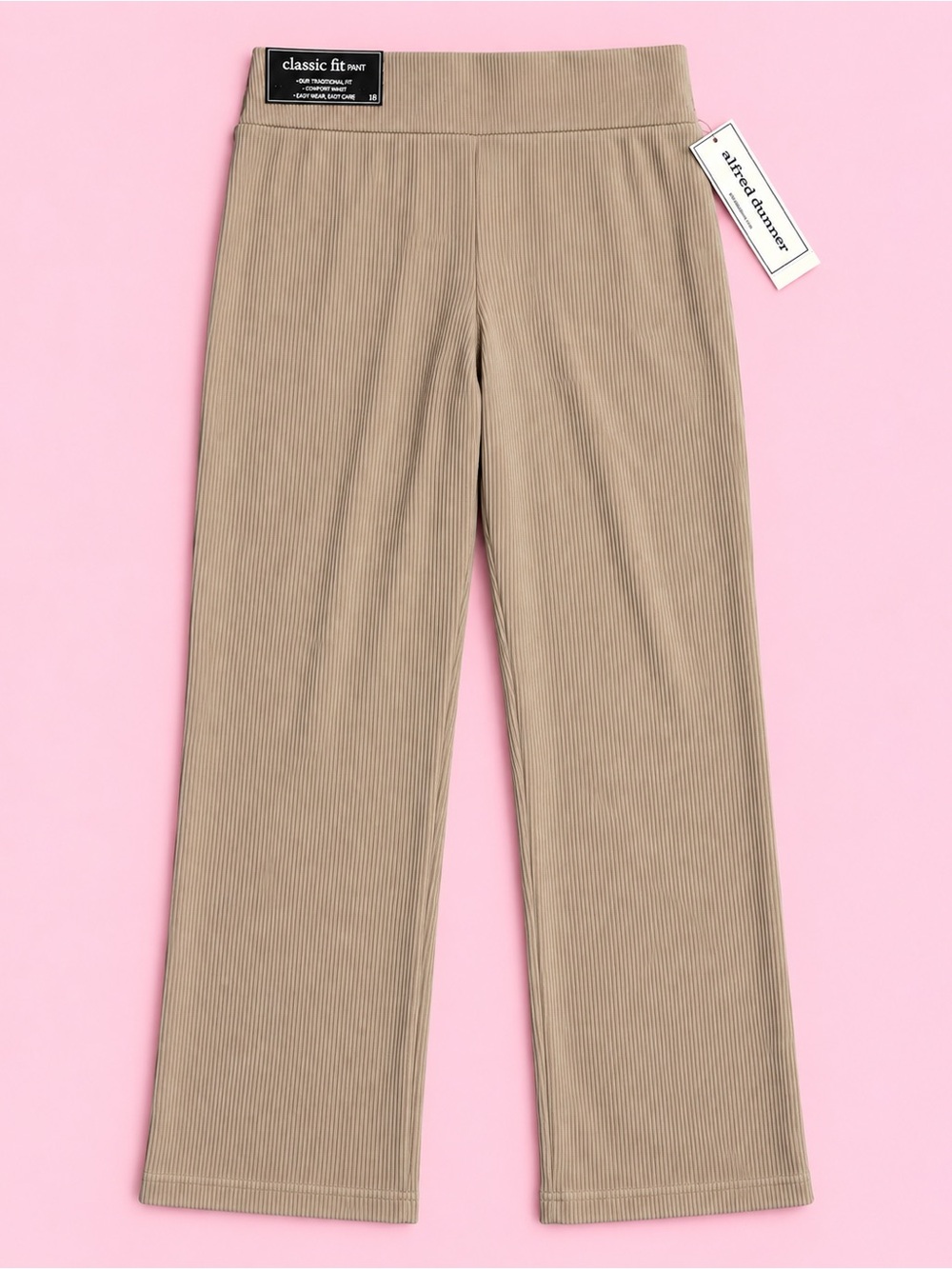Alfred Dunner Classic Fit Ribbed Pants Size 18 Taupe NWT